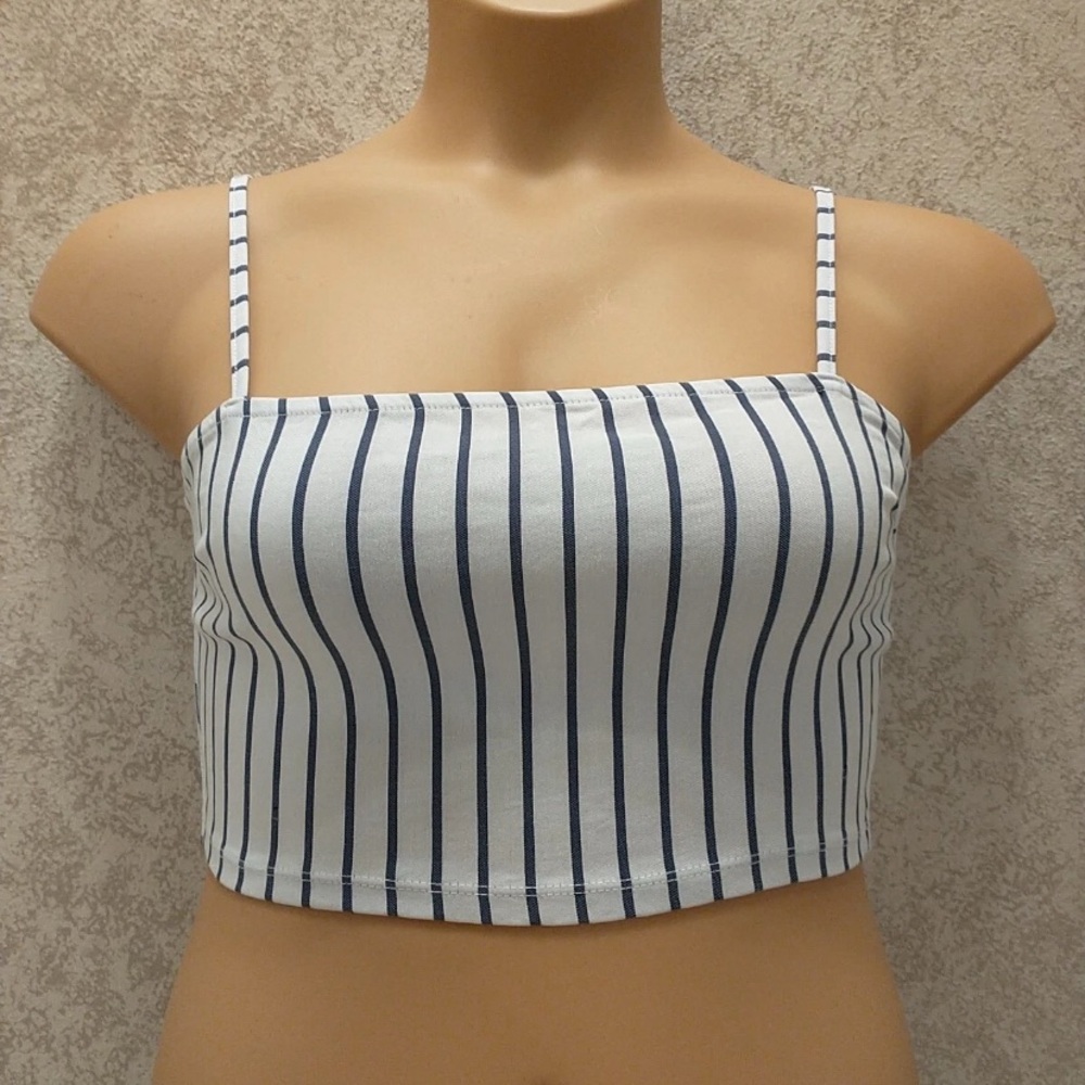 Forever 21 Blue and White Striped Crop Top
